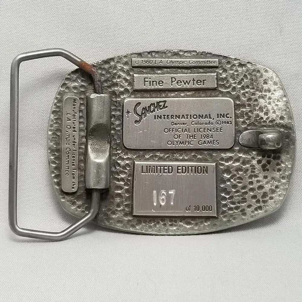 Belt Buckle 1980 Fine Pewter Los Angeles 1984 Olympics‎ Gymnastics Pommel Horse
